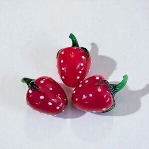 Set of 3 Vintage Art Glass Strawberries